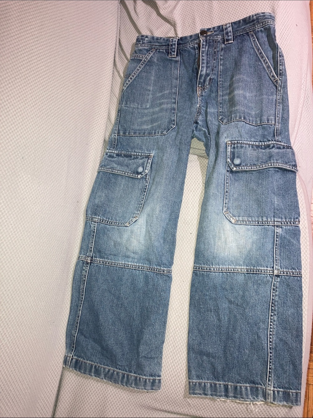 Old Navy Blue Denim Jeans with Beige Label and Pink Tag